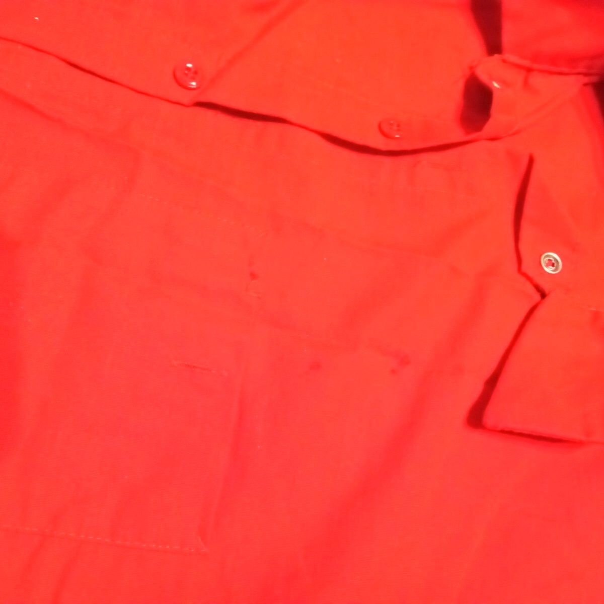■■送料無料■■REDKAP製 ビンテージ 半袖 ワークシャツ 赤 レッド vintage 丈夫 古着 Мサイズ 難アリ_画像7