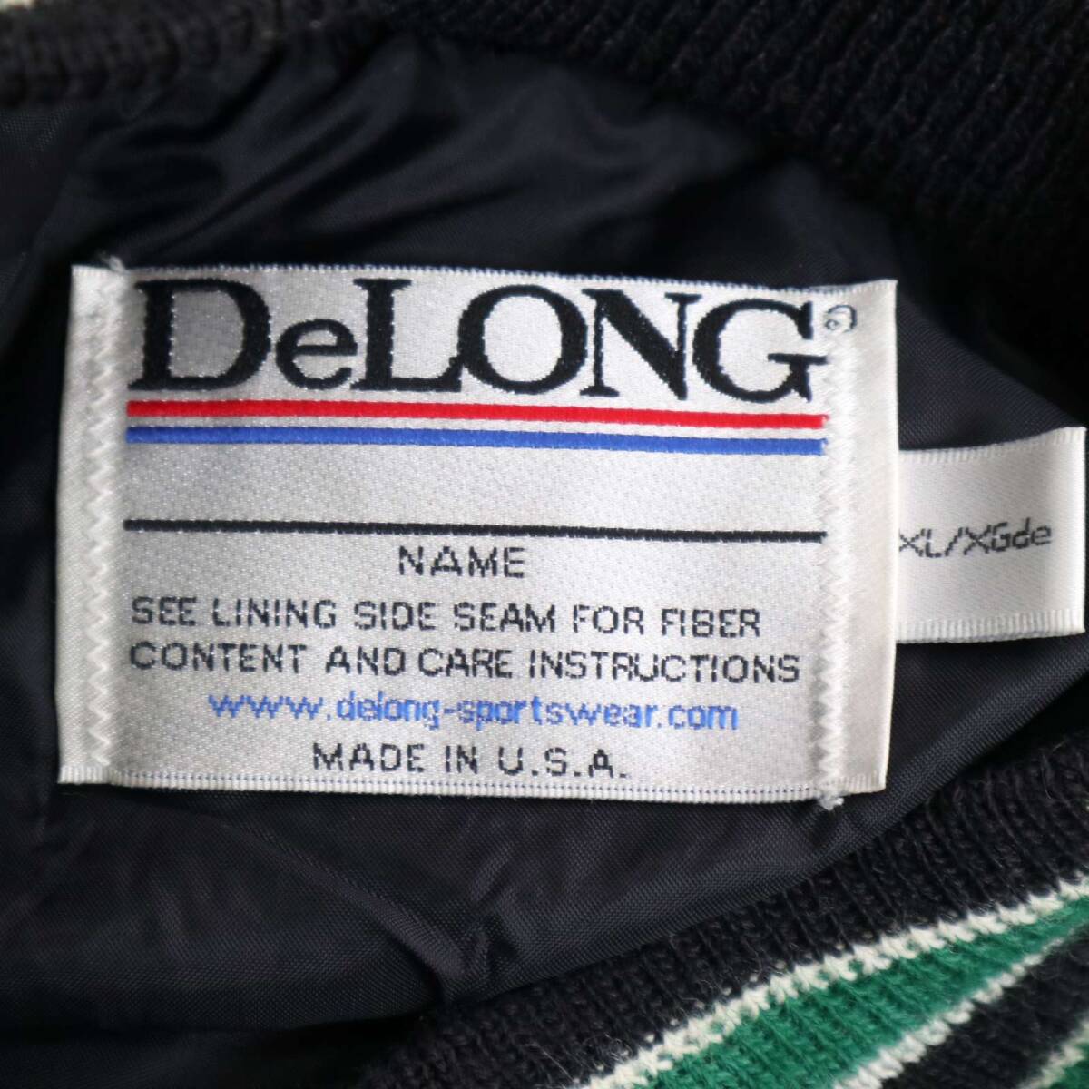 USA製★ DeLONG デロング 秋冬 袖革★ ワッペン レザー × ウール スタジャン ジャケット Sz.XL メンズ 黒_画像8