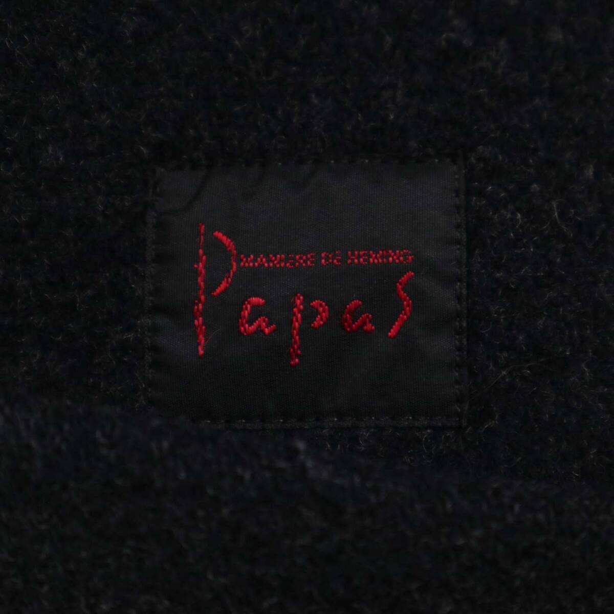 Papas パパス 秋冬 P刺繍★ ウール ジャケット コート Sz.M メンズ ダークグレー_画像7