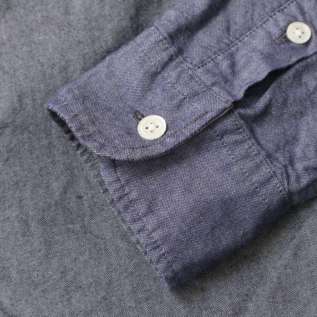 THE SHOP TK タケオキクチ J∞QUALITY★ クレイジー切替 長袖 ボタンダウン シャンブレー シャツ Sz.M メンズ 日本製_画像3