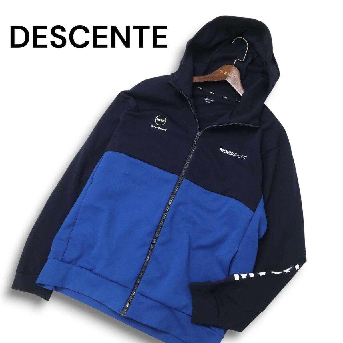 DESCENTE デサント 秋冬 Move Sport★ 切替 ジップ パーカー ジャケット ブルゾン Sz.XO メンズ トレーニング 大きいサイズ_画像1