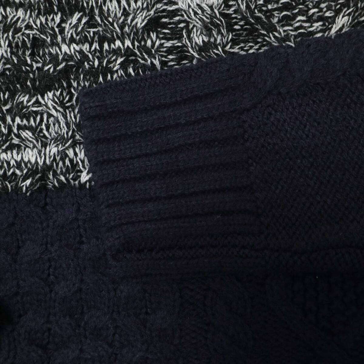 【新品 未使用】 ADMIX A.S.M アトリエサブ メン 秋冬 アラン編み ボーダー 切替 Vネック ニット セーター Sz.M メンズ ASM_画像3