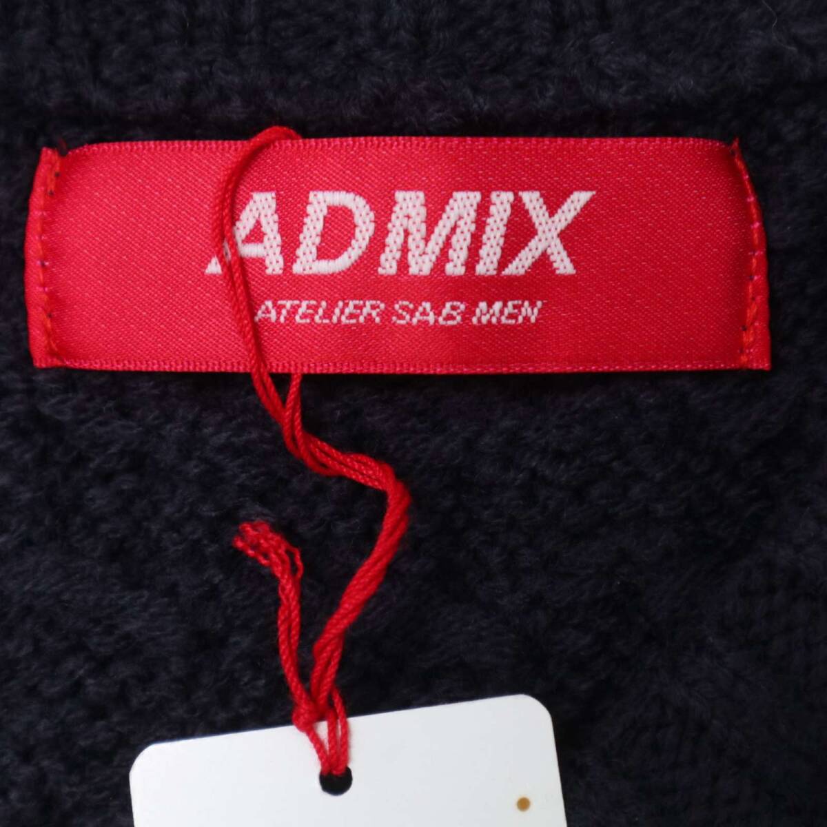 【新品 未使用】 ADMIX A.S.M アトリエサブ メン 秋冬 アラン編み ボーダー 切替 Vネック ニット セーター Sz.M メンズ ASM_画像7