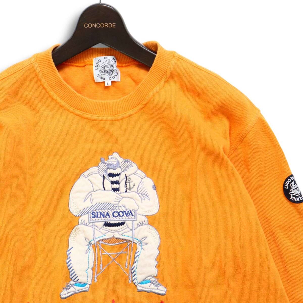 SINACOVA シナコバ 通年 ロゴ 刺繍&ワッペン★ スウェット トレーナー Sz.L　メンズ 日本製_画像2