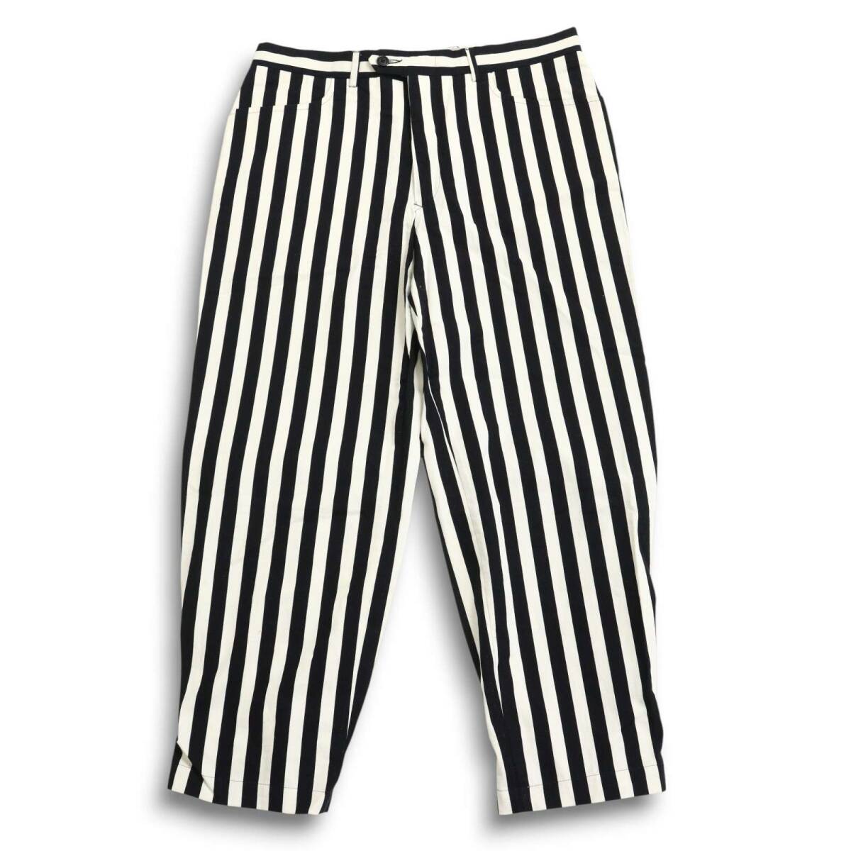 Cheap and Chic by MOSCHINO モスキーノ 通年★ ストライプ モノトーン テーパード スラックス パンツ Sz.50 メンズ 黒_画像2