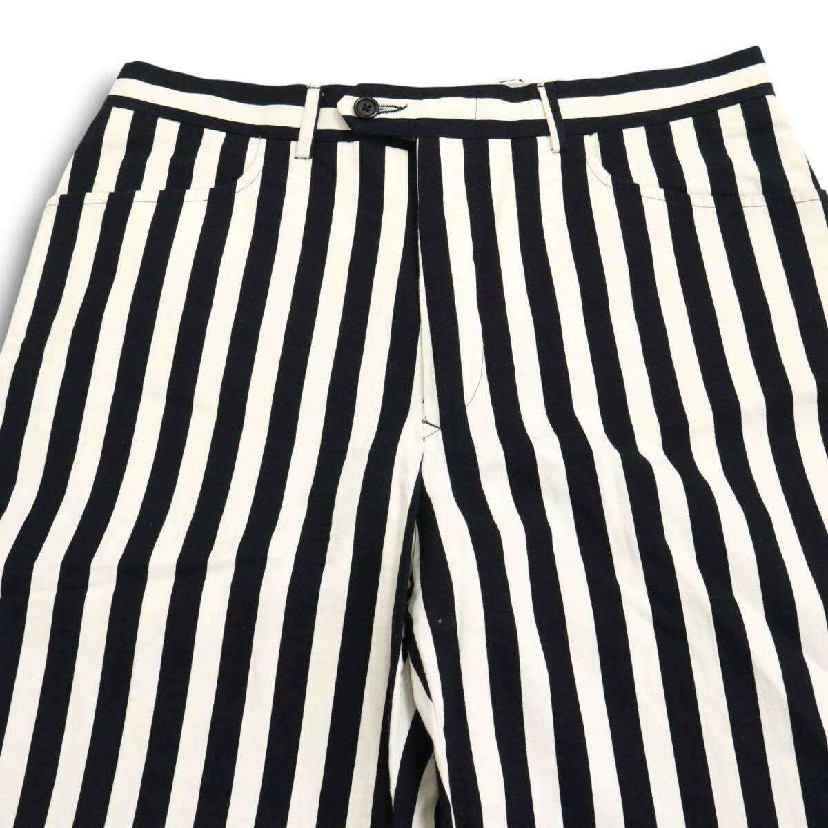 Cheap and Chic by MOSCHINO モスキーノ 通年★ ストライプ モノトーン テーパード スラックス パンツ Sz.50 メンズ 黒_画像3