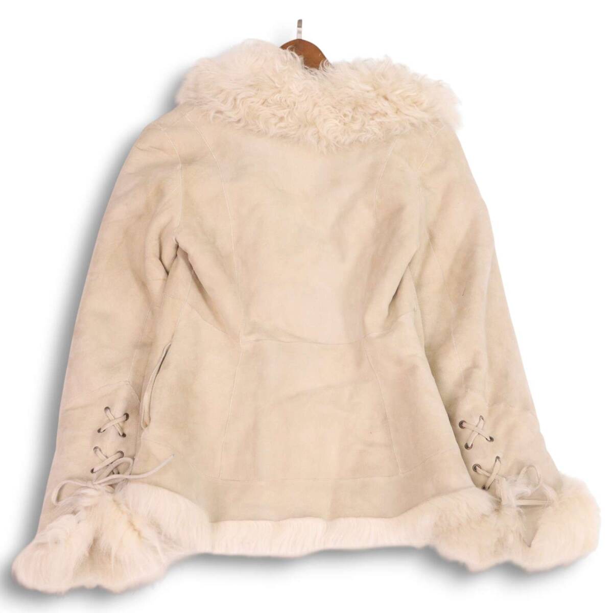 nanette lepore ナネットレポー 東京スタイル ボア リアル ムートン★ レースアップ ジャケット コート Sz.4 レディース_画像4