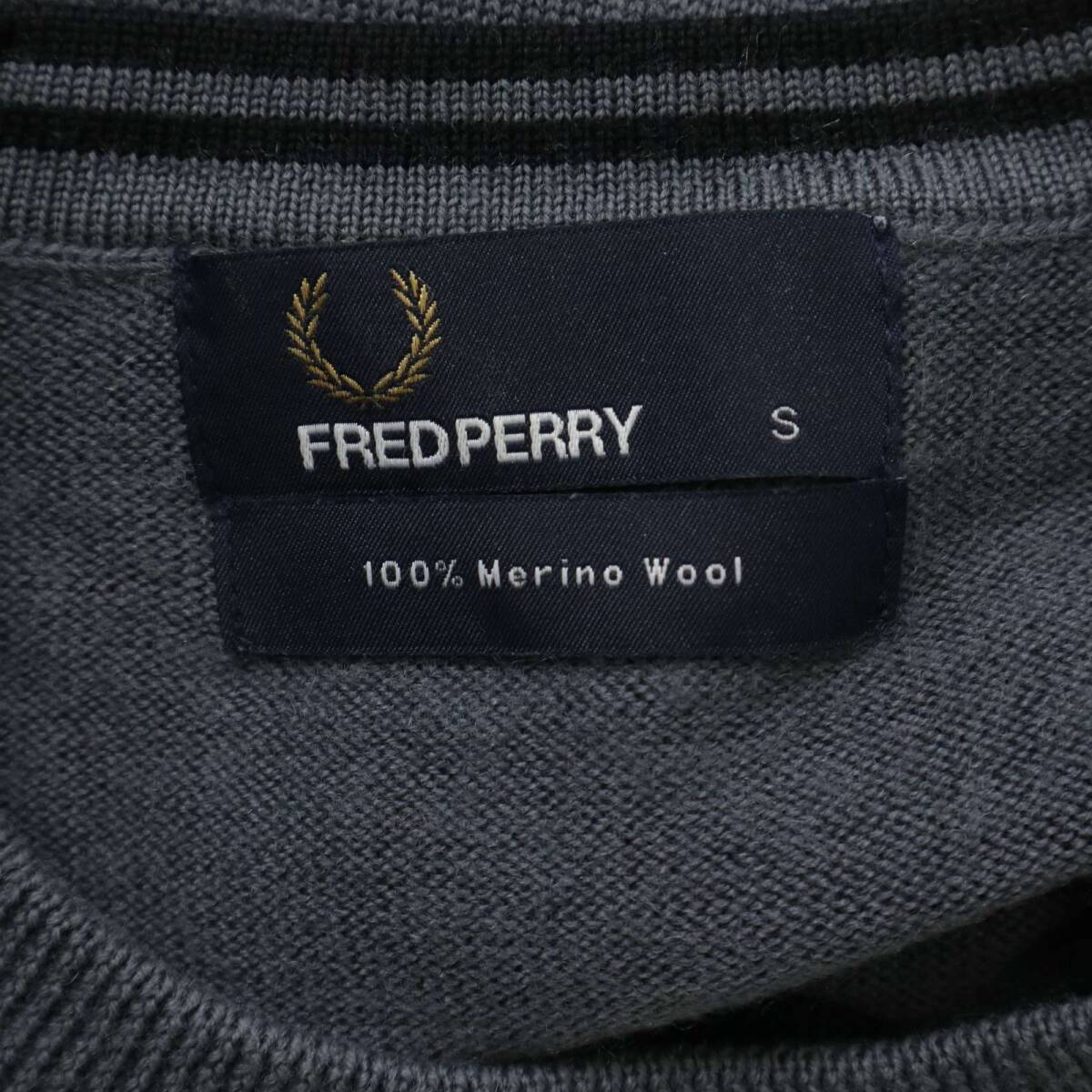 FRED PERRY Fred Perry K4501 осень-зима melino шерсть 100%* Classic вырез лодочкой вязаный свитер Sz.S мужской 