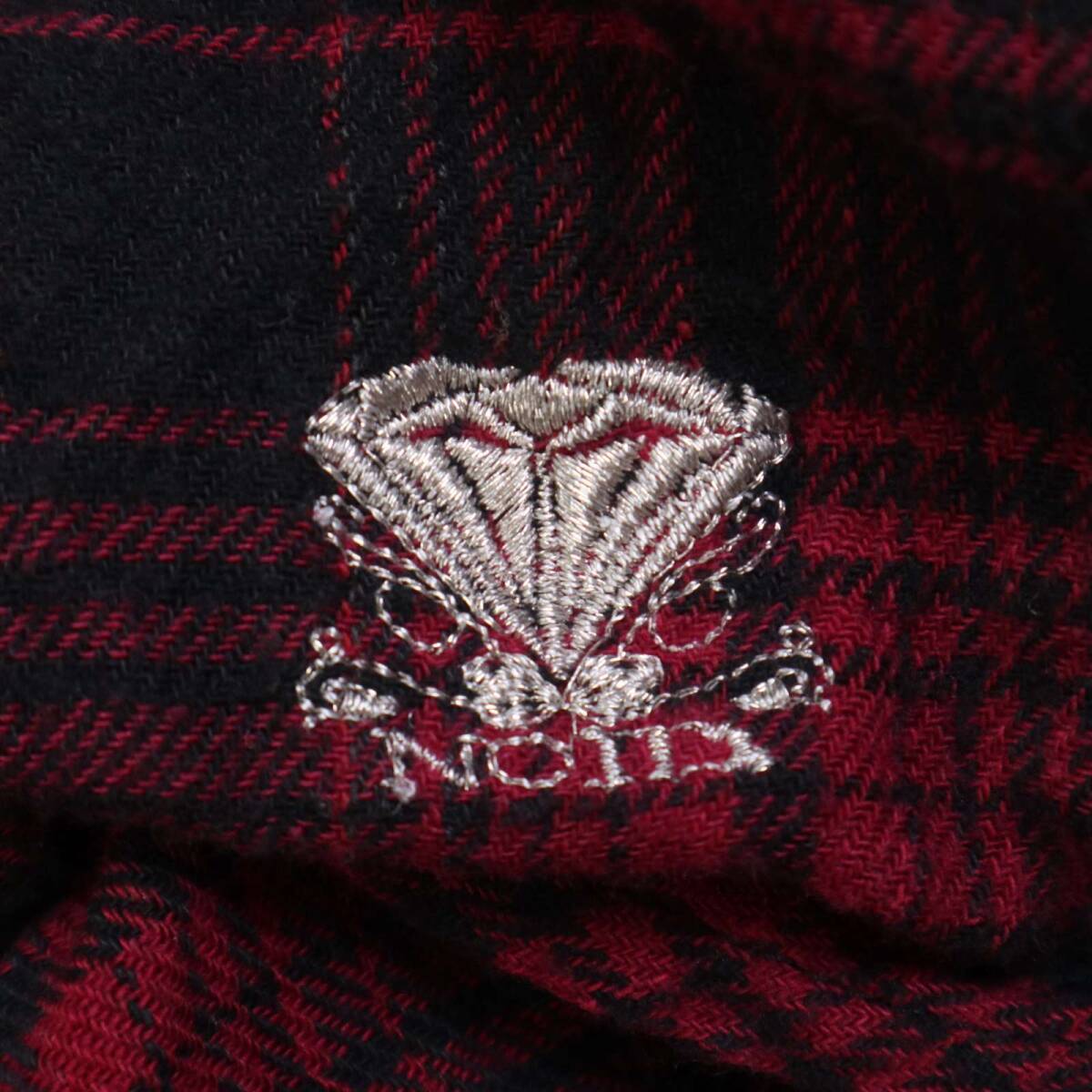 NOID. ノーアイディー 秋冬 ロゴ刺繍★ 襟ワイヤー 長袖 チェック ウエスタン フランネル シャツ Sz.1 メンズ_画像3