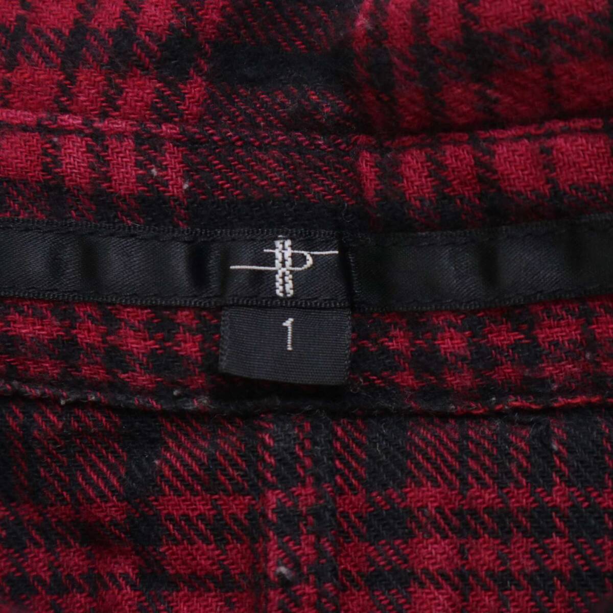 NOID. ノーアイディー 秋冬 ロゴ刺繍★ 襟ワイヤー 長袖 チェック ウエスタン フランネル シャツ Sz.1 メンズ_画像6