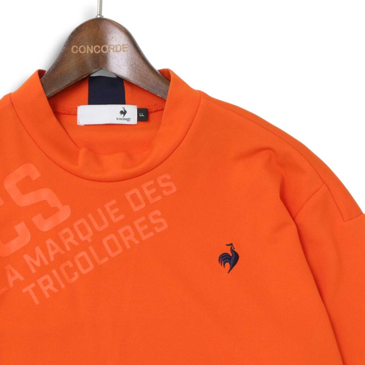 le coq sportif GOLF ルコック スポルティフ ゴルフ 通年★ ロゴ モックネック 長袖 シャツ Sz.LL メンズ 大きいサイズ_画像2