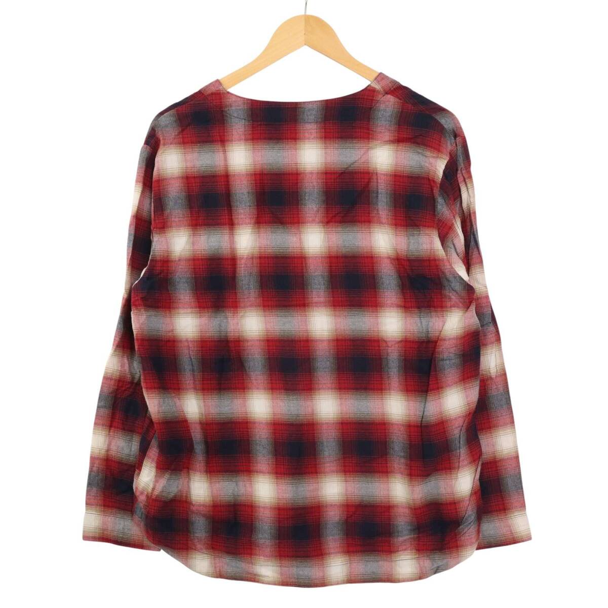 RAGEBLUE レイジブルー 秋冬 スキッパー 長袖 オンブレー チェック ネル カットソー ロンTシャツ Sz.M メンズ_画像4