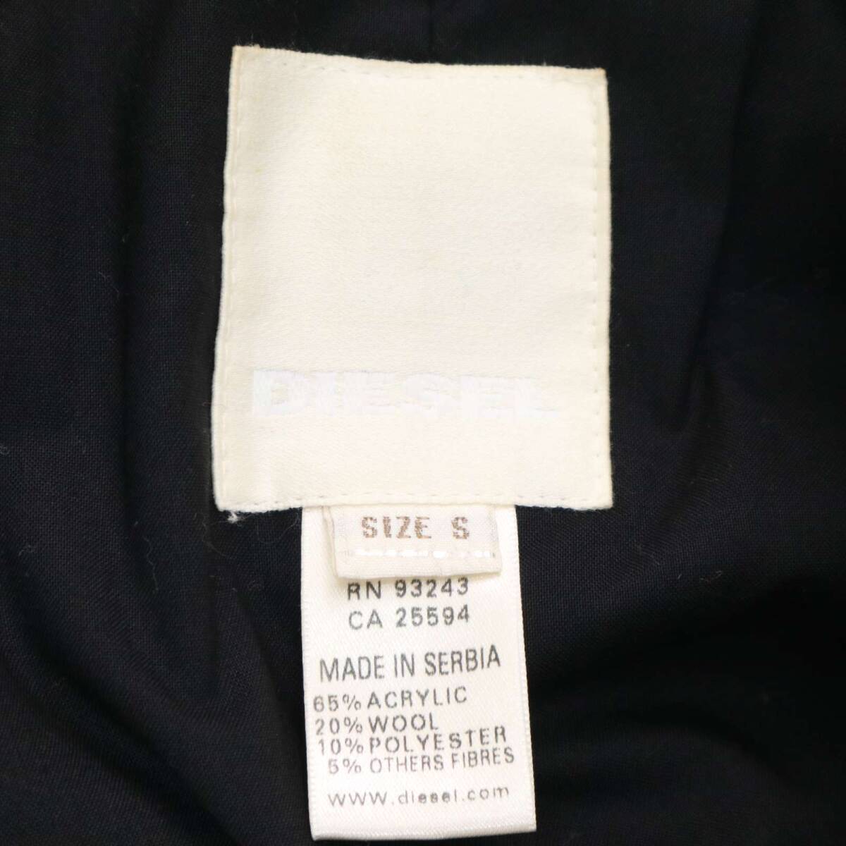 DIESEL ディーゼル 秋冬 ウール混 ツイード★ チェック柄 チェスター コート Sz.S メンズ_画像7