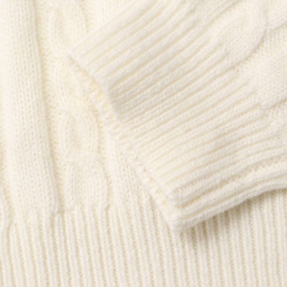 THE SHOP TK タケオキクチ 秋冬 ケーブル★ クルーネック ニット セーター Sz.L メンズ 白_画像3