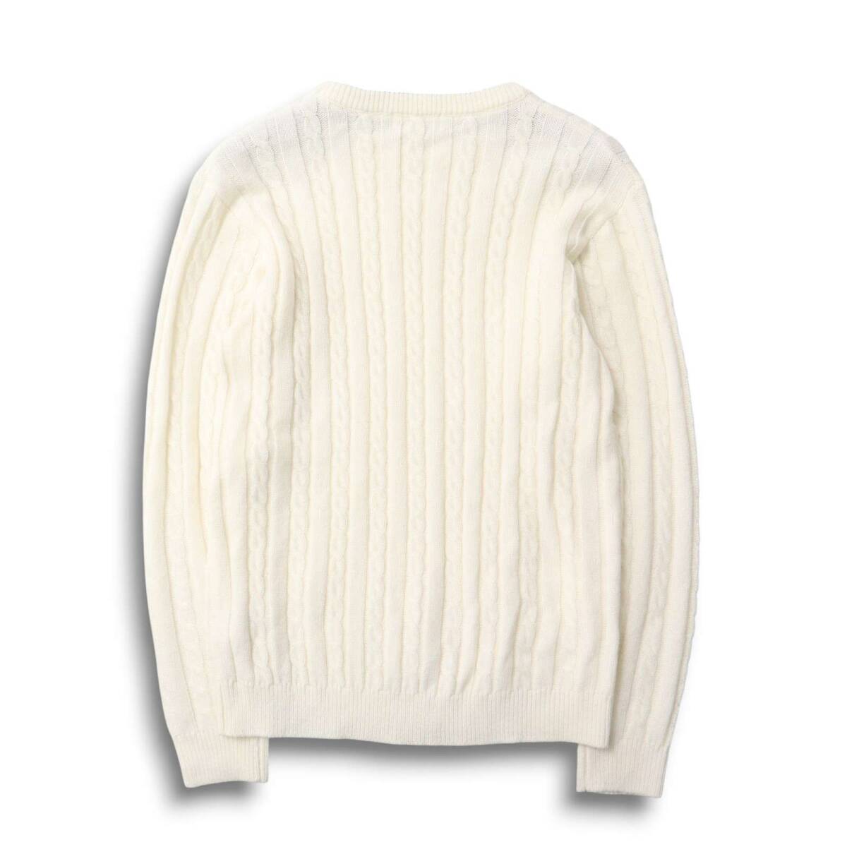 THE SHOP TK タケオキクチ 秋冬 ケーブル★ クルーネック ニット セーター Sz.L メンズ 白_画像4