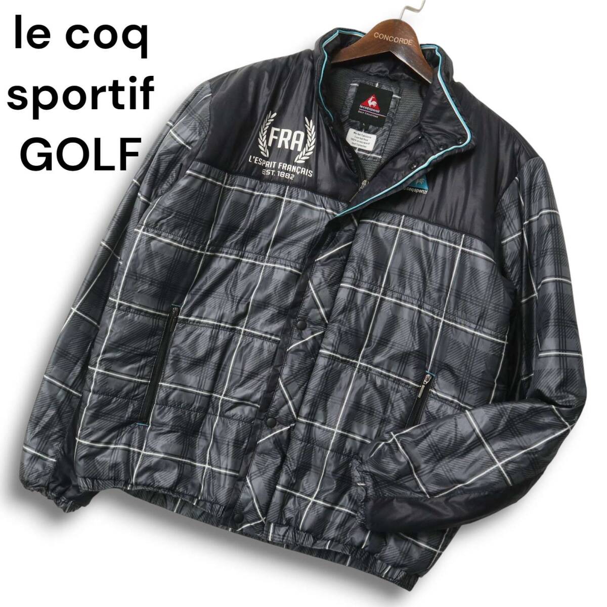 le coq sportif GOLF ルコック スポルティフ ゴルフ 秋冬★ チェック切替 ナイロン 中綿 ジャケット ブルゾン Sz.L メンズ_画像1