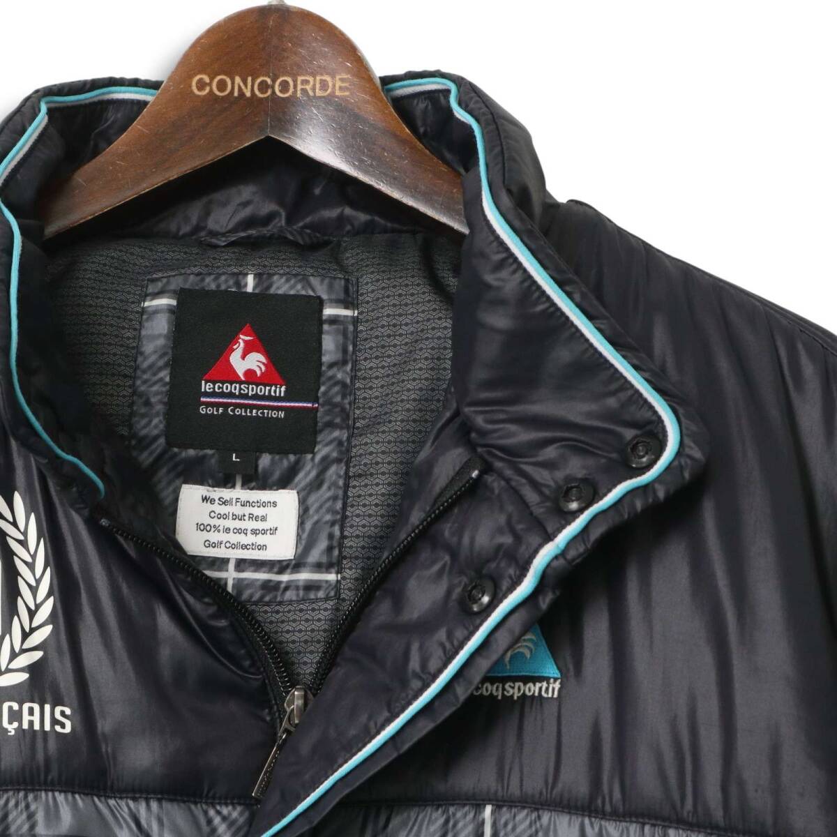 le coq sportif GOLF ルコック スポルティフ ゴルフ 秋冬★ チェック切替 ナイロン 中綿 ジャケット ブルゾン Sz.L メンズ_画像2