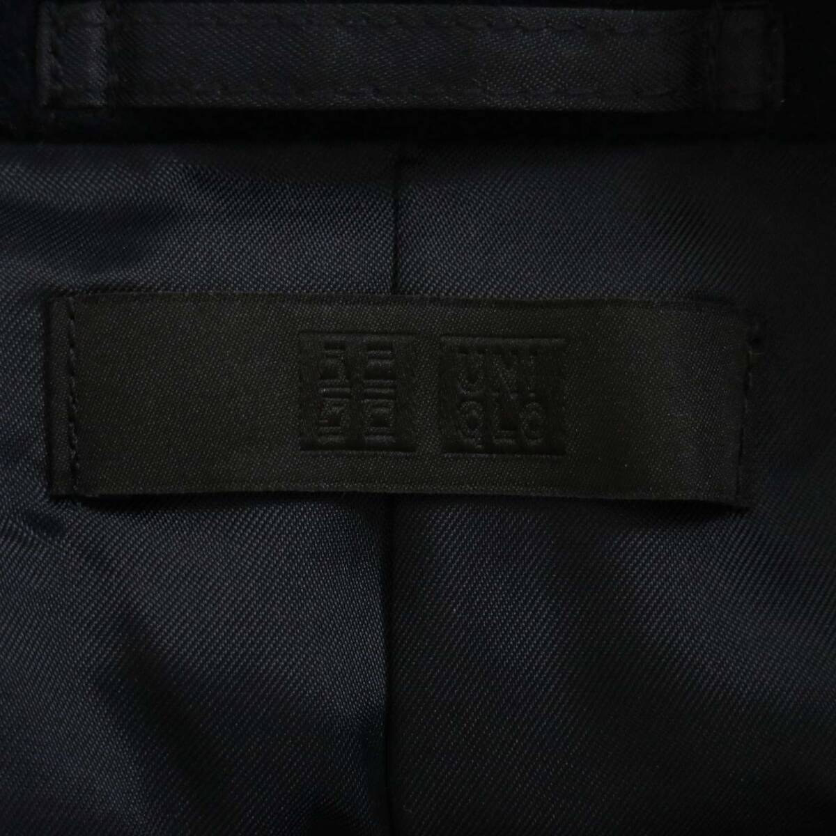 UNIQLO ユニクロ 秋冬★ ウール カシミヤ チェスターコート Sz.L メンズ 紺 ネイビー_画像5