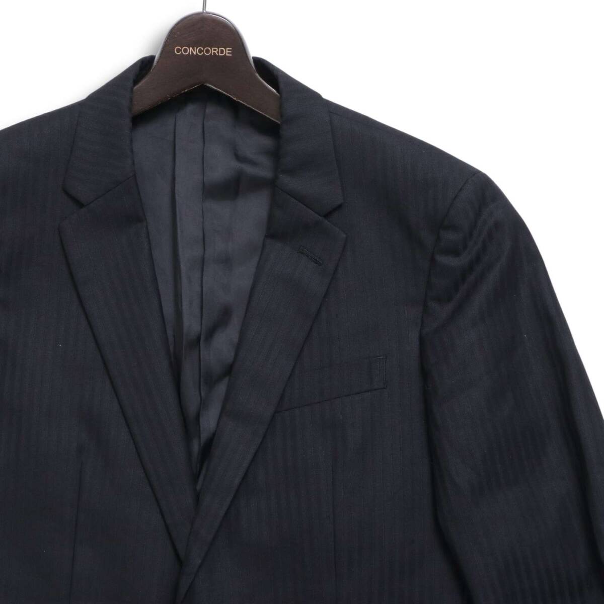 TAKEO KIKUCHI タケオキクチ 通年 総裏 ウール★ シャドー ストライプ テーラード ジャケット Sz.3 メンズ 黒_画像2