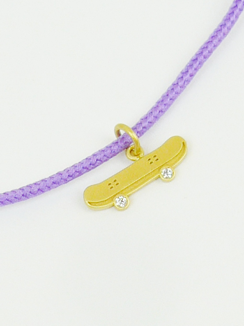 ロンハーマン 現行モデル MHT マリーエレーヌドゥタイヤック スケートボード ペンダントチャーム/コードブレスレット 22KYG ダイヤ 新品_画像2