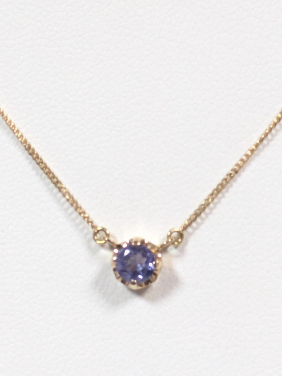 【4℃】ヨンドシー　K18／色石（ブルー）　一粒石 ネックレス_画像2