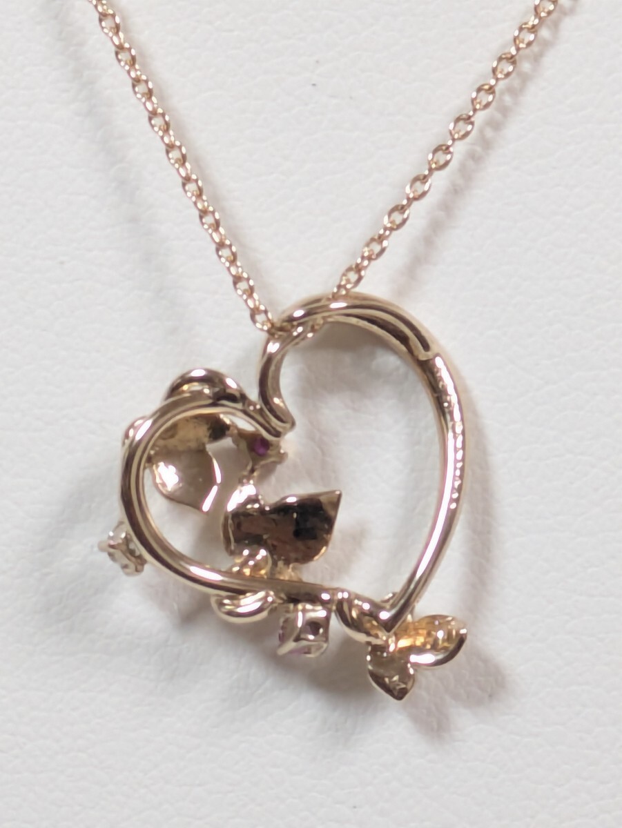 K18PG／S0.04ct、D0.03ct　ハートモチーフ ネックレス（ソーティング付き）_画像3