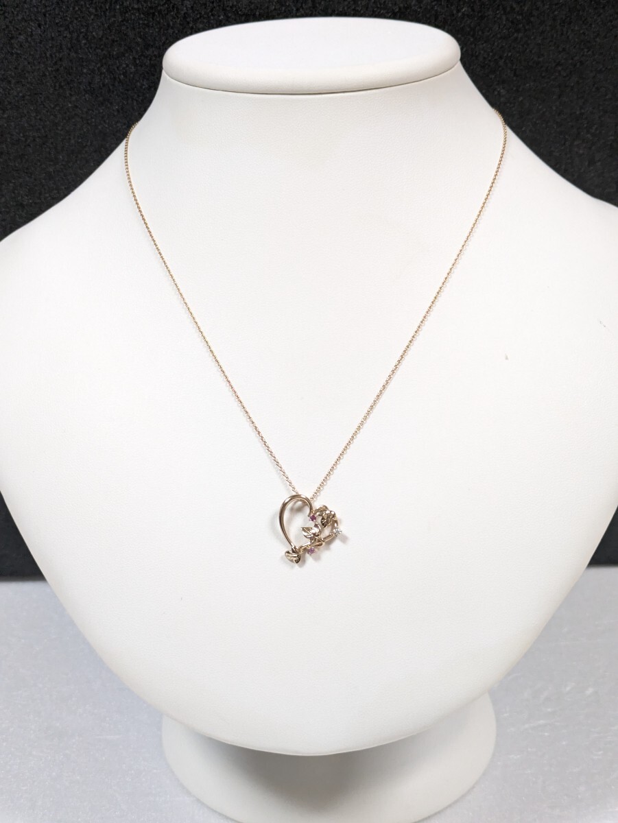 K18PG／S0.04ct、D0.03ct　ハートモチーフ ネックレス（ソーティング付き）_画像4