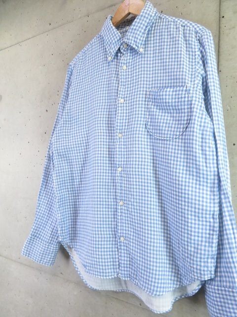 【送料300円可】5211s26◆麻混素材◆KATO' カトー ガーゼ素材 長袖ギンガムチェックシャツ L/ジャケット/コート/デニムジーンズ/パンツ_画像2