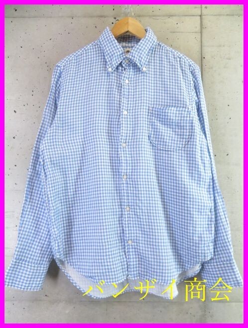 【送料300円可】5211s26◆麻混素材◆KATO' カトー ガーゼ素材 長袖ギンガムチェックシャツ L/ジャケット/コート/デニムジーンズ/パンツ_画像1