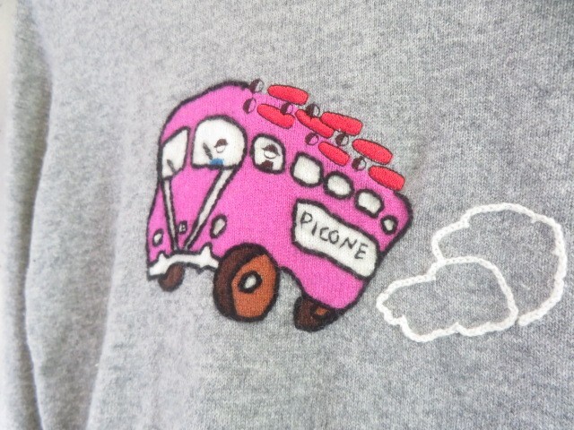 3011s6◆良品です◆カシミヤ100％◆PICONE ピッコーネ 刺繍 カシミヤニットセーター 38/カーディガン/ベスト/アンサンブル/ゴルフ/シャツ_画像4