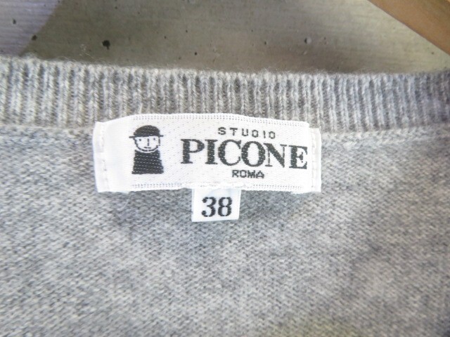 3011s6◆良品です◆カシミヤ100％◆PICONE ピッコーネ 刺繍 カシミヤニットセーター 38/カーディガン/ベスト/アンサンブル/ゴルフ/シャツ_画像9
