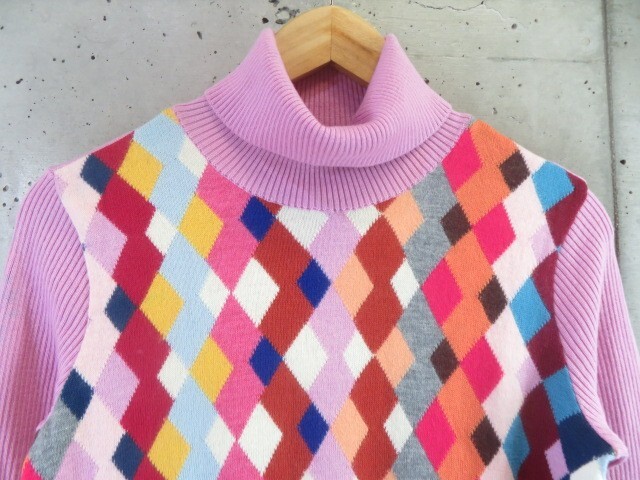 4011s7* хорошая вещь. * сделано в Японии *GREENCLUBS зеленый Club a-ga il рисунок ta-toru шея шерсть вязаный свитер 1/ Castelbajac / рубашка 