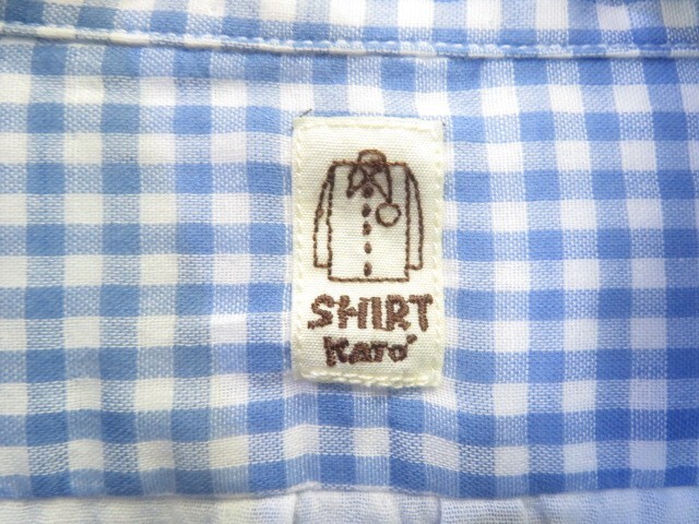 【送料300円可】5211s26◆麻混素材◆KATO' カトー ガーゼ素材 長袖ギンガムチェックシャツ L/ジャケット/コート/デニムジーンズ/パンツ_画像7