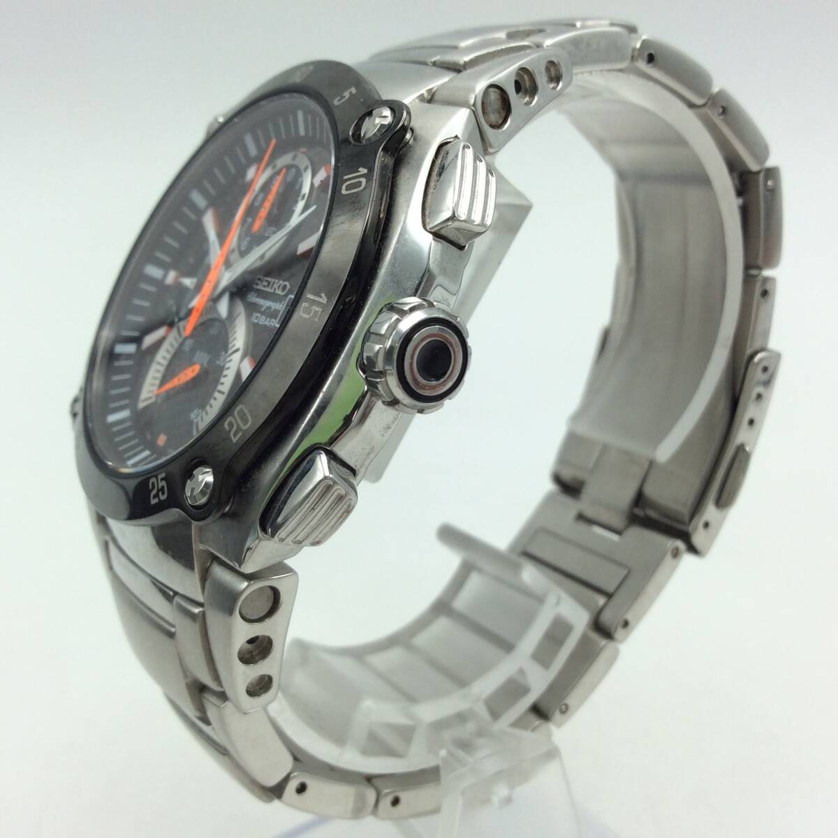 EE80★【QZ/不動品】腕時計 SEIKO セイコー 7T82-0AA0 クォーツ クロノグラフ 3針 ブラック系文字盤 デイト 箱付き 現状品_画像2