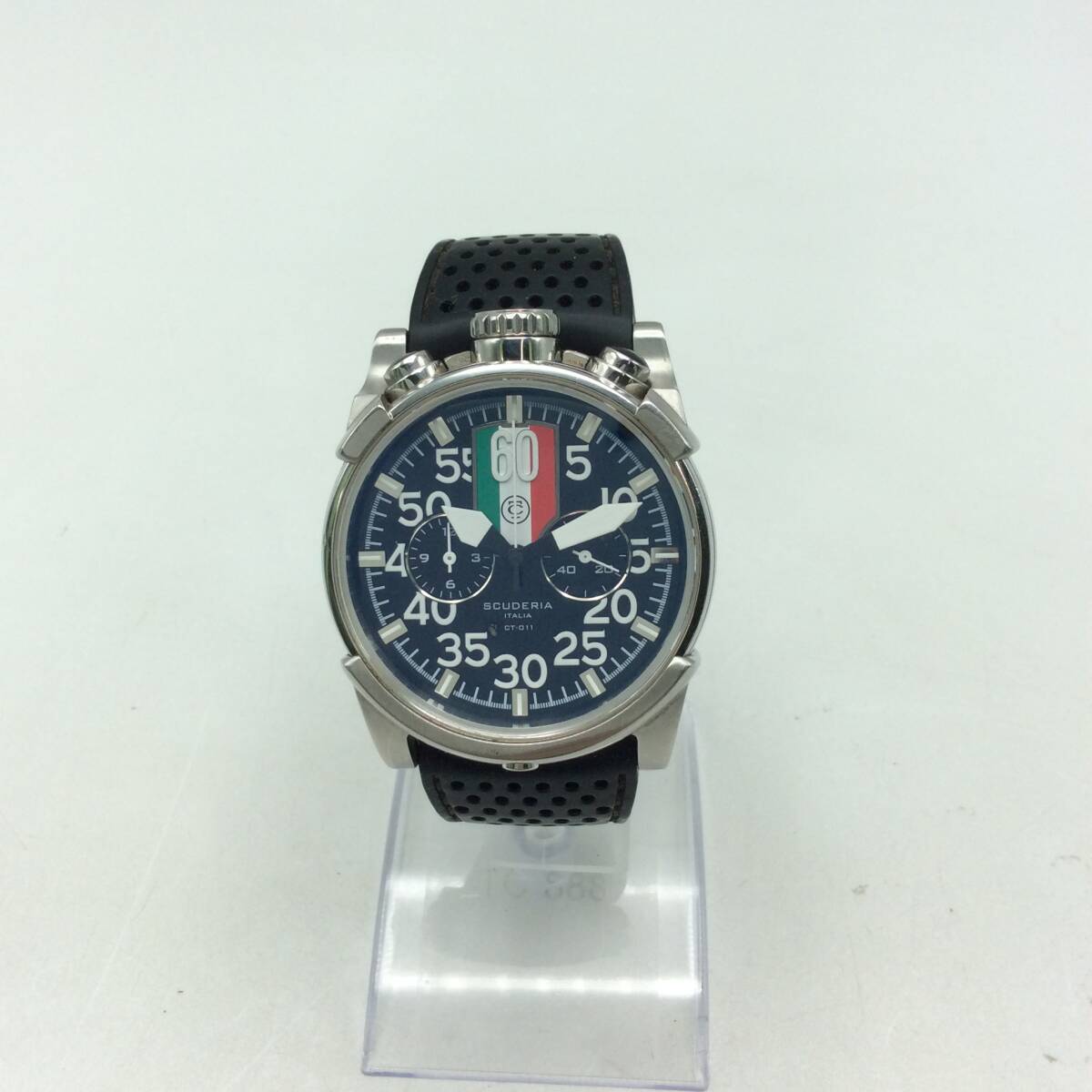 GG90★【QZ/不動品】腕時計 CONTATEMPO コンタテンポ SCUDERIA スクーデリア CT-011 クォーツ 3針 ブラック系文字盤 クロノグラフ 現状品_画像1