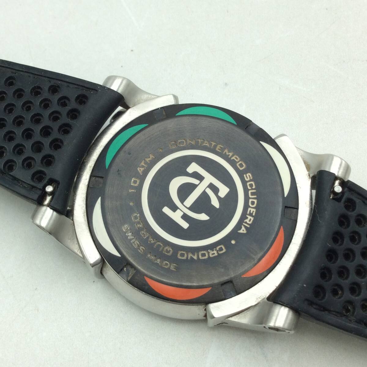 GG90★【QZ/不動品】腕時計 CONTATEMPO コンタテンポ SCUDERIA スクーデリア CT-011 クォーツ 3針 ブラック系文字盤 クロノグラフ 現状品_画像9