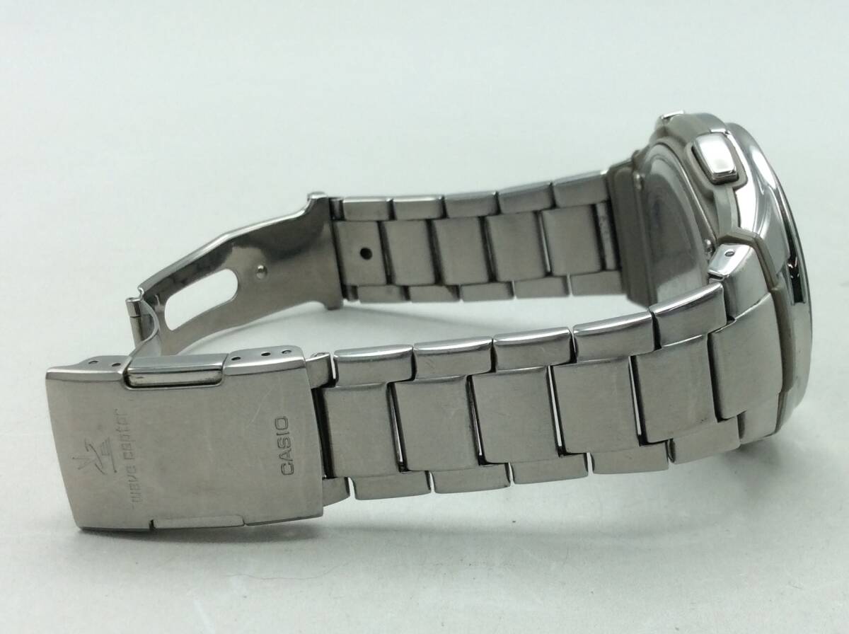 RR96★【ソーラー/稼働】腕時計 CASIO カシオ wave ceptor ウェーブセプター WVQ-M410 ネイビー系文字盤 3針 デイト シルバーカラー 現状品_画像6