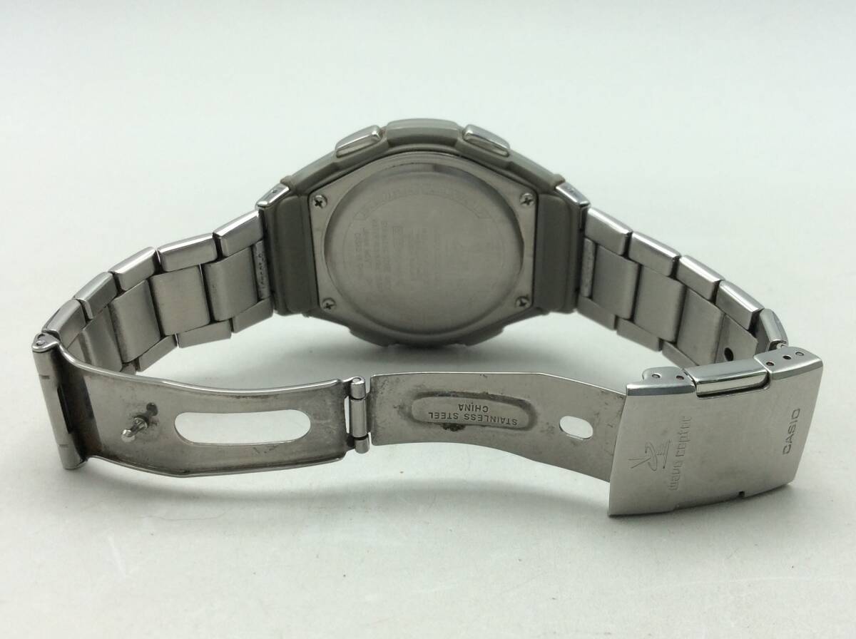 RR96★【ソーラー/稼働】腕時計 CASIO カシオ wave ceptor ウェーブセプター WVQ-M410 ネイビー系文字盤 3針 デイト シルバーカラー 現状品_画像7