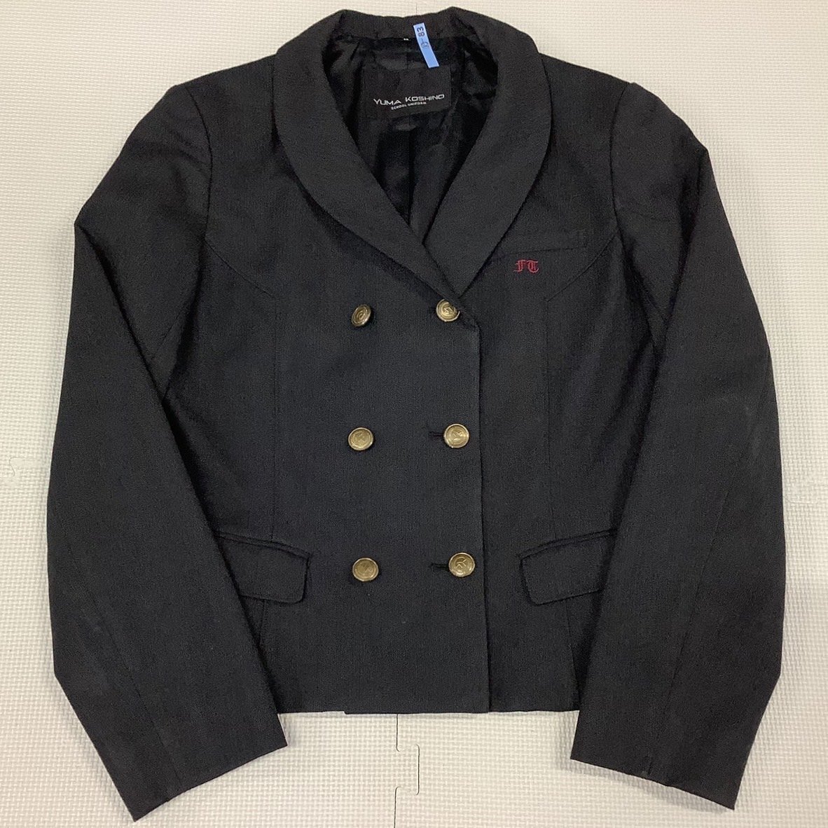 [I1820/Y]福島県 福島東稜高校 2点 /旧制服/大きい/指定品/ブレザー:13/冬スカート:W70~78程度/YUMA KOSHINO/チャコールグレー/チェック柄/_画像2