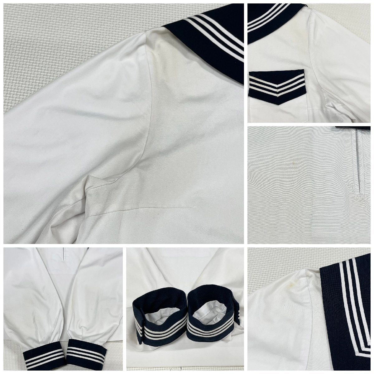 [U2165/Y]福島県 安達高校 6点 /校章付/セーラー:95B/冬夏スカート:W63~66,63~65程度/黒スカーフ/長袖/合服/半袖/KUNIOKA/白3本/女子制服_画像6