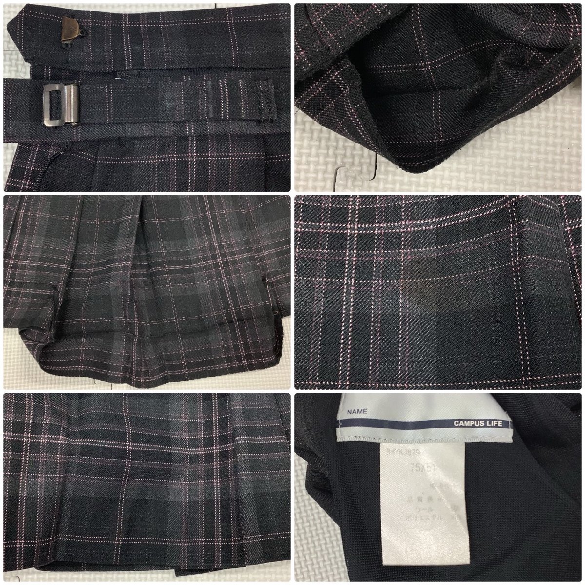 [I1820/Y]福島県 福島東稜高校 2点 /旧制服/大きい/指定品/ブレザー:13/冬スカート:W70~78程度/YUMA KOSHINO/チャコールグレー/チェック柄/_画像10
