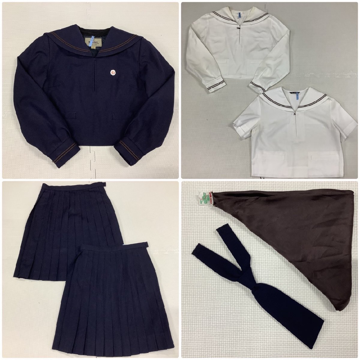 [I1821/Y]山形県 山形西高校 7点 /希少/校章/冬,合服,半袖セーラー:13,13程度/冬夏スカート:W71~73,W69~73程度/タイ/嚶鳴色スカーフ/_画像2
