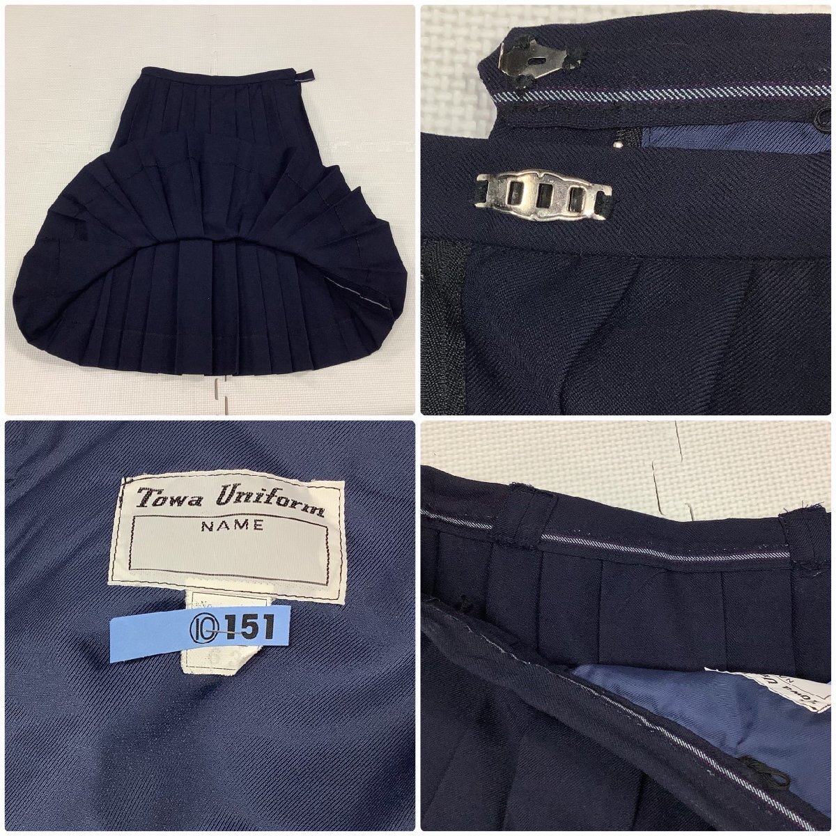 [I1822/Y] 福島県 大玉中学校 2点 /指定品/冬セーラー:11/冬スカート:W61~63程度/赤2本/Towa Uniform/紺/冬服/学生服/女子/年代物/レトロ_画像9