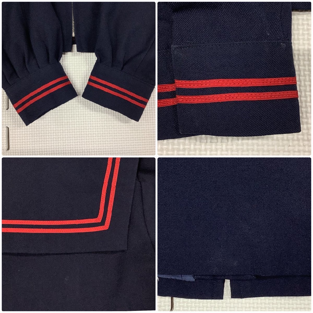 [I1822/Y] 福島県 大玉中学校 2点 /指定品/冬セーラー:11/冬スカート:W61~63程度/赤2本/Towa Uniform/紺/冬服/学生服/女子/年代物/レトロ_画像7