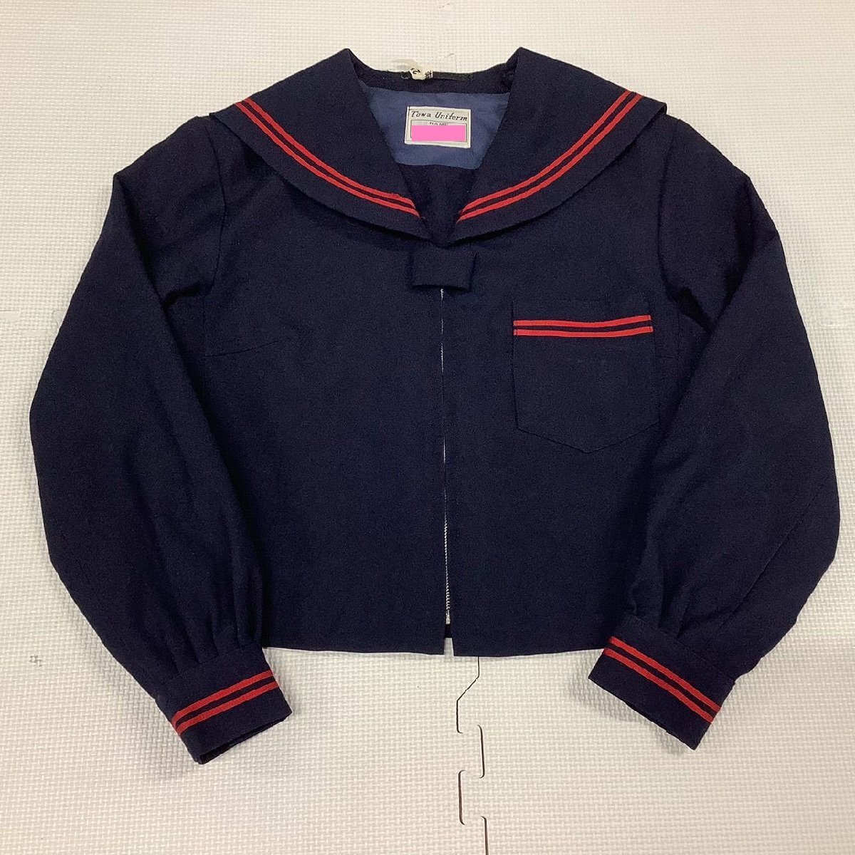 [I1822/Y] 福島県 大玉中学校 2点 /指定品/冬セーラー:11/冬スカート:W61~63程度/赤2本/Towa Uniform/紺/冬服/学生服/女子/年代物/レトロ_画像2