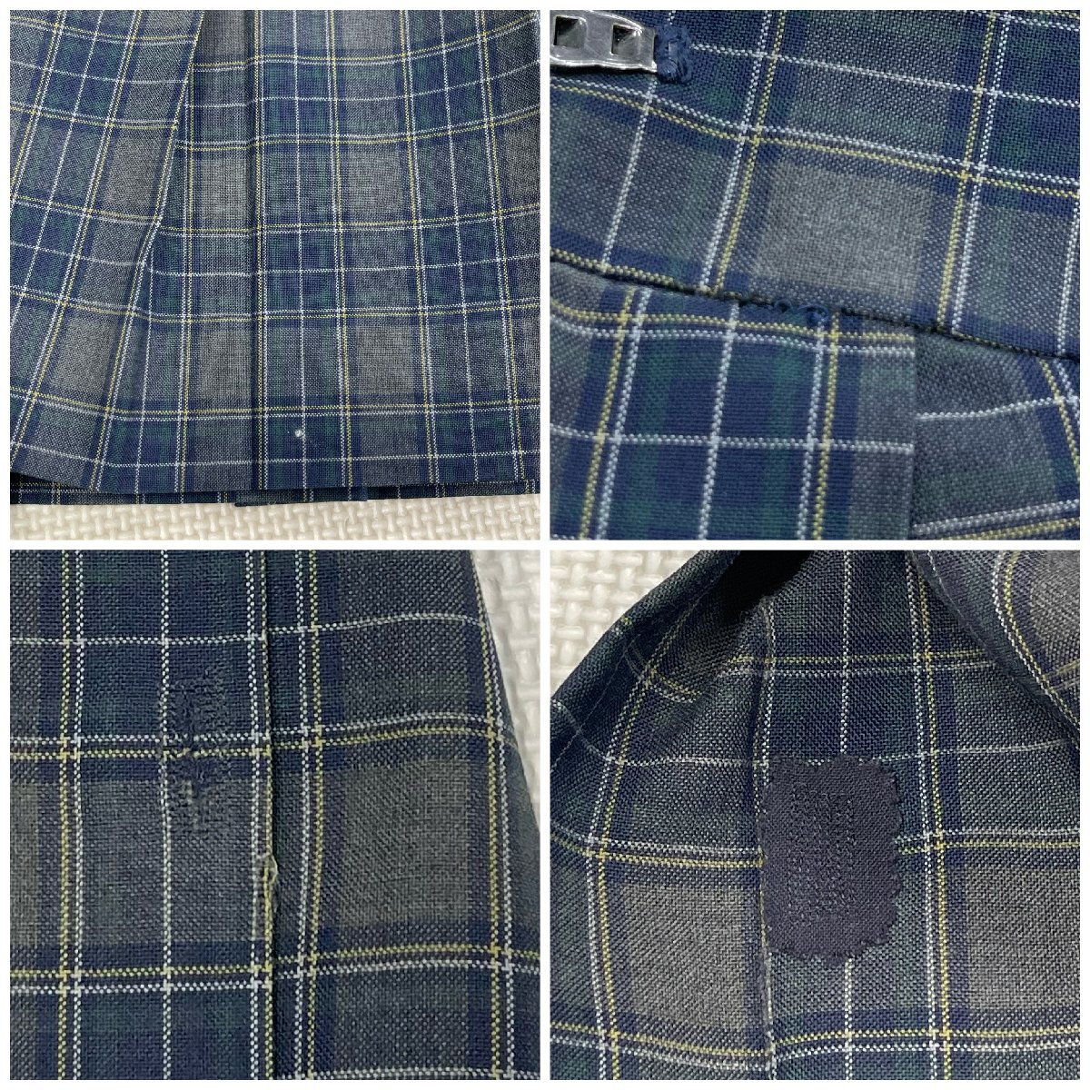 [U2169/Y] 山形県 上山明新館高校 2点 /指定品/ニットベスト:M/夏スカート:W69,丈54/KANKO/紺/チェック柄/女子制服/中学/校章刺繍/ロゴ刺繍_画像7