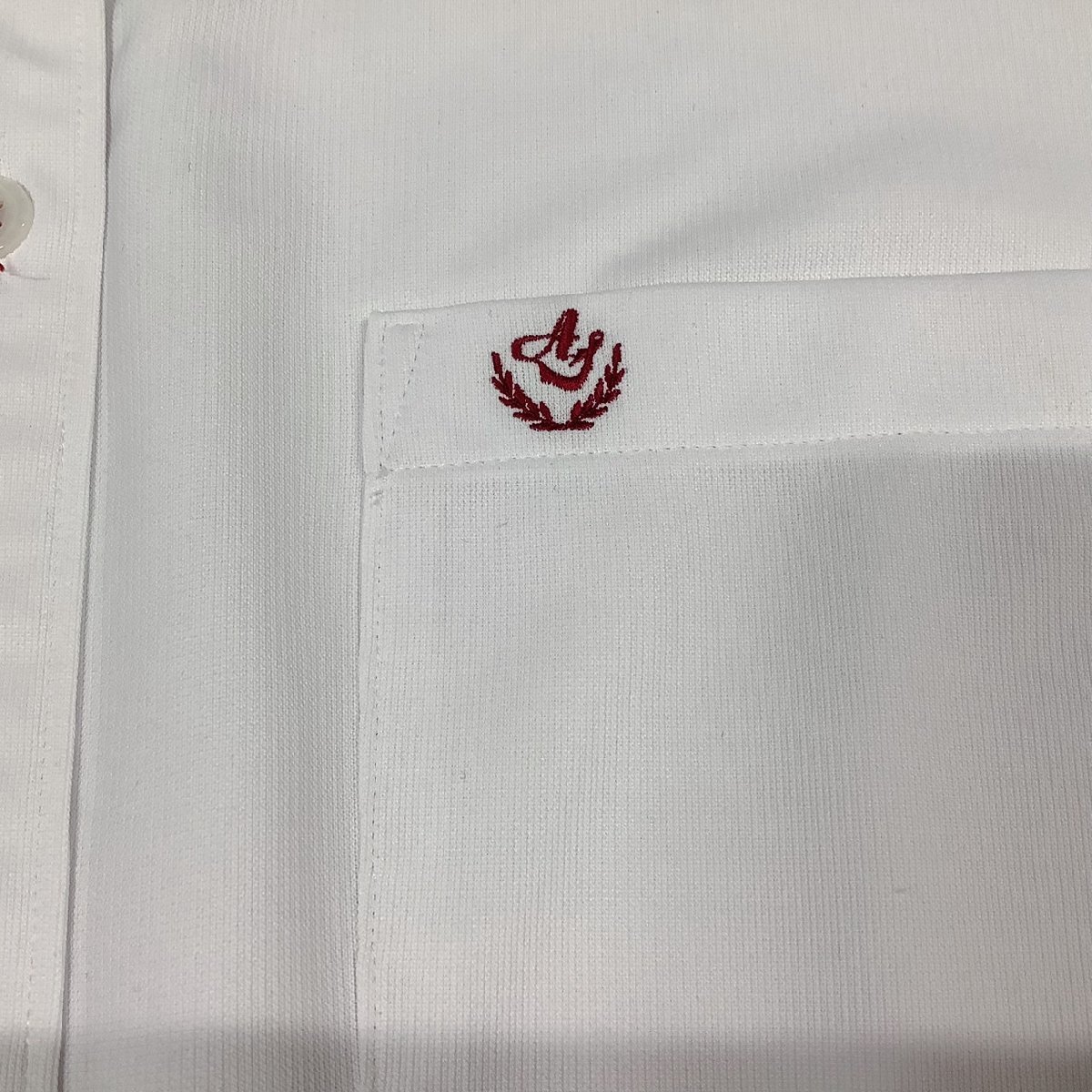 [I1830/]兵庫県 明石城西高校 2点 /大きい/指定品/半袖ブラウス:EL/夏スカート:W78丈65/白/グレー/チェック柄/ロゴ刺繍/夏服/中学/学生服_画像4