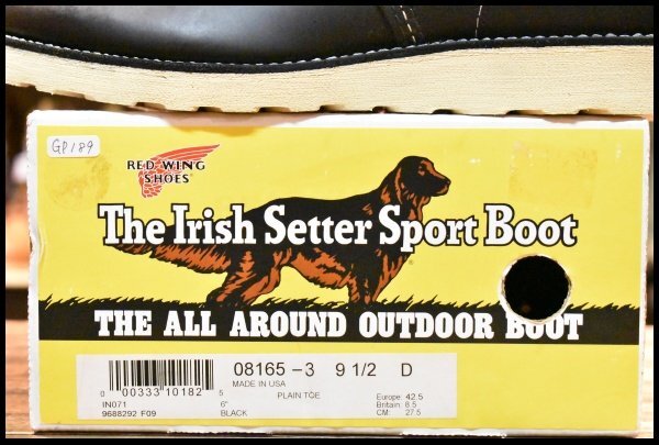 【9.5D 箱付 未使用 犬タグ復刻 18年】レッドウィング 8165 アイリッシュセッター 黒 ブラッククローム 編み上げ ブーツ redwing HOPESMORE_画像9