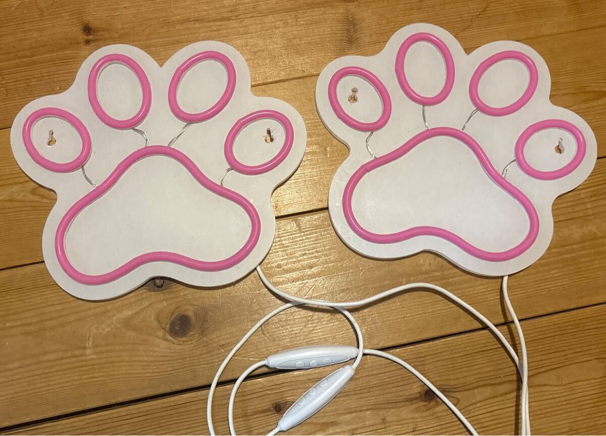 犬足跡、イルミネーション　ピンク　コンセント式　２枚セット　スイッチ付　USBコンセント二本おまけ付　送料込_画像3