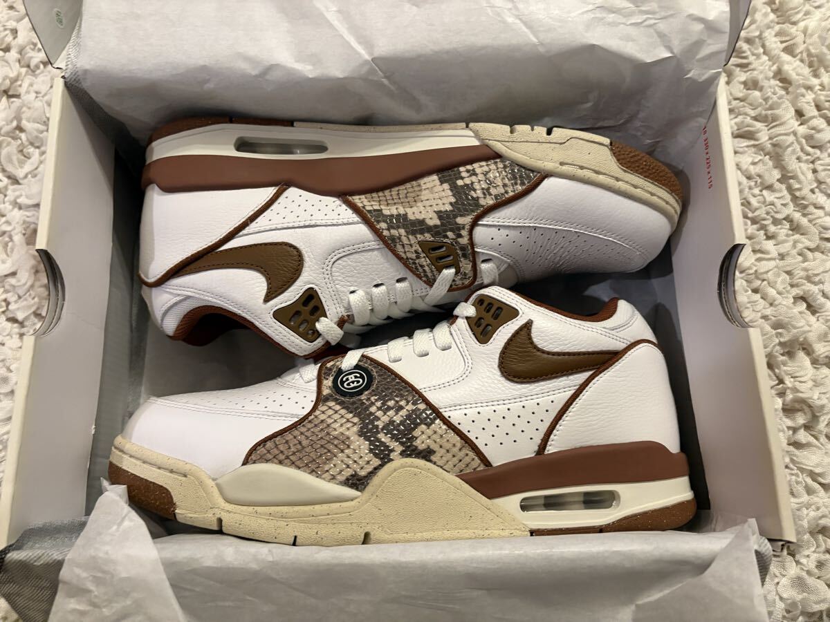 [1 иен старт ]Stussy × Nike Air Flight 89 Low SP White and Pecan 28.5cm US10.5 Nike новый товар не использовался редкость 